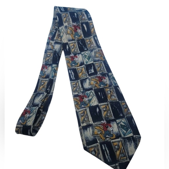 Handyman Goofy Mens Necktie Vintage Disney Abstract Art Mickey Unlimited - Picture 1 of 5